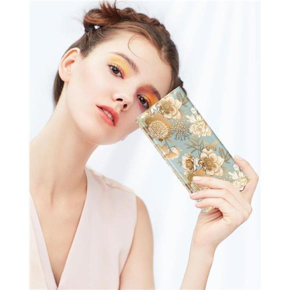 Women's Wallet, RFID Slim Wallets for women's Blue and Gold Flowers Desing - Picture 7 of 7